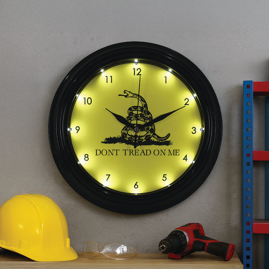 Don’t Tread On Me LED Wall Clock - Patriotic Gadsden Decor 12"