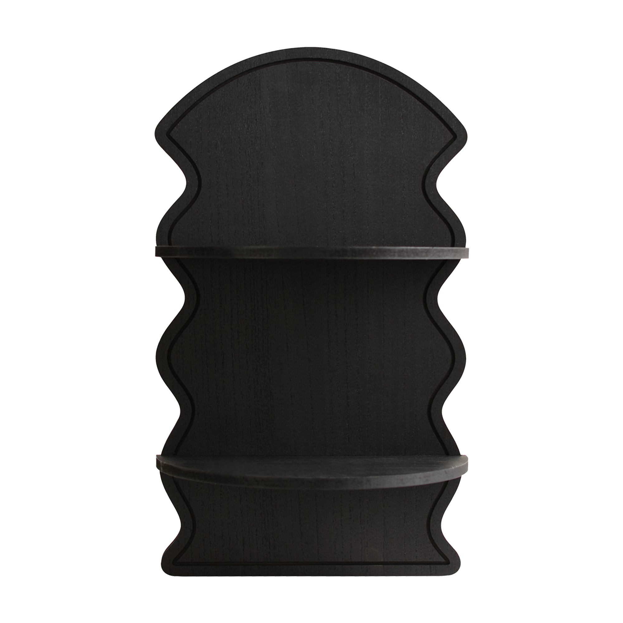 Black Wavy Arched Lunar Ledges 2-Tier Floating Wall Shelf