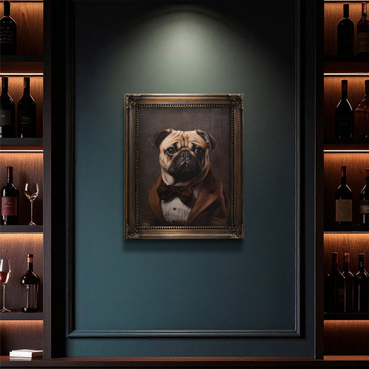 Dapper Pug Wall Art - Framed Vintage Animal Suit Print