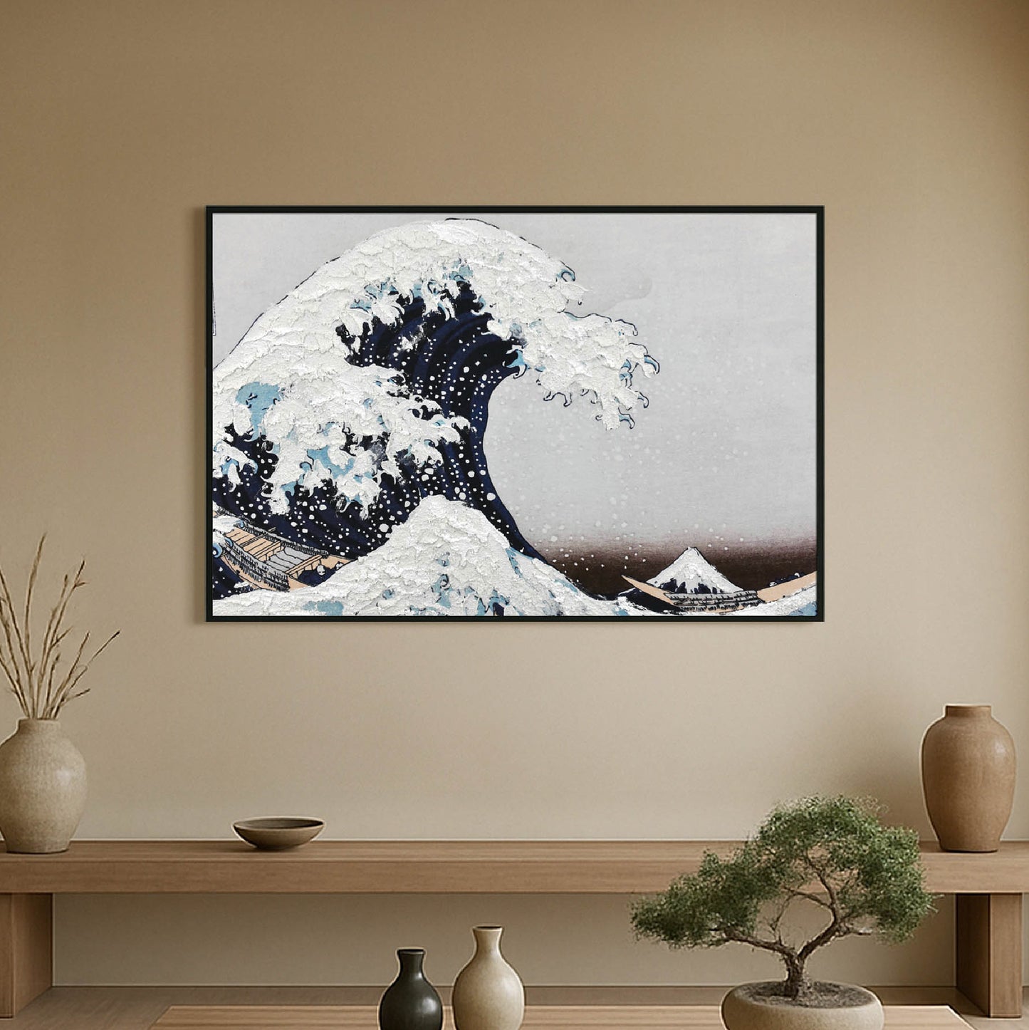 Framed Canvas Wall Print - The Great Wave by Hokusai, Japanese