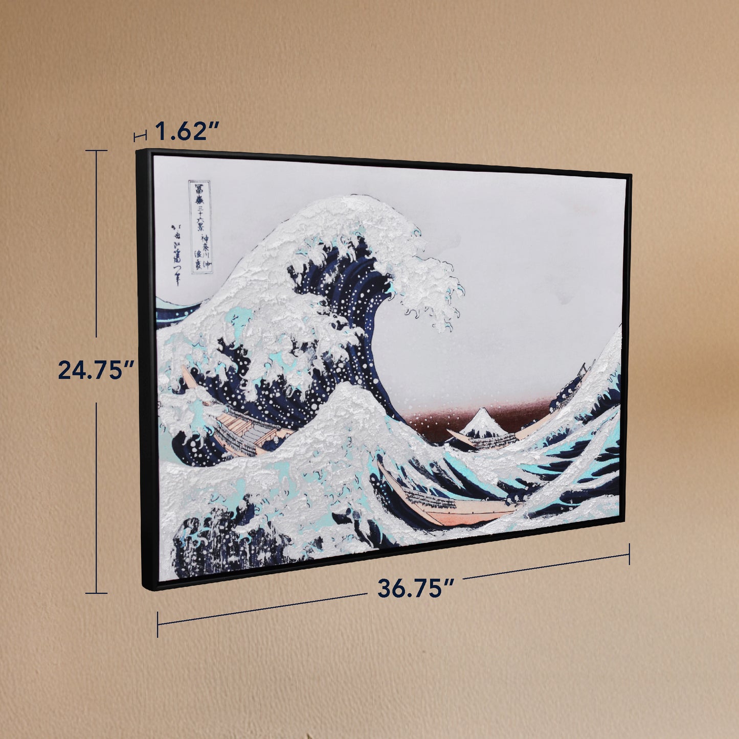 Framed Canvas Wall Print - The Great Wave by Hokusai, Japanese