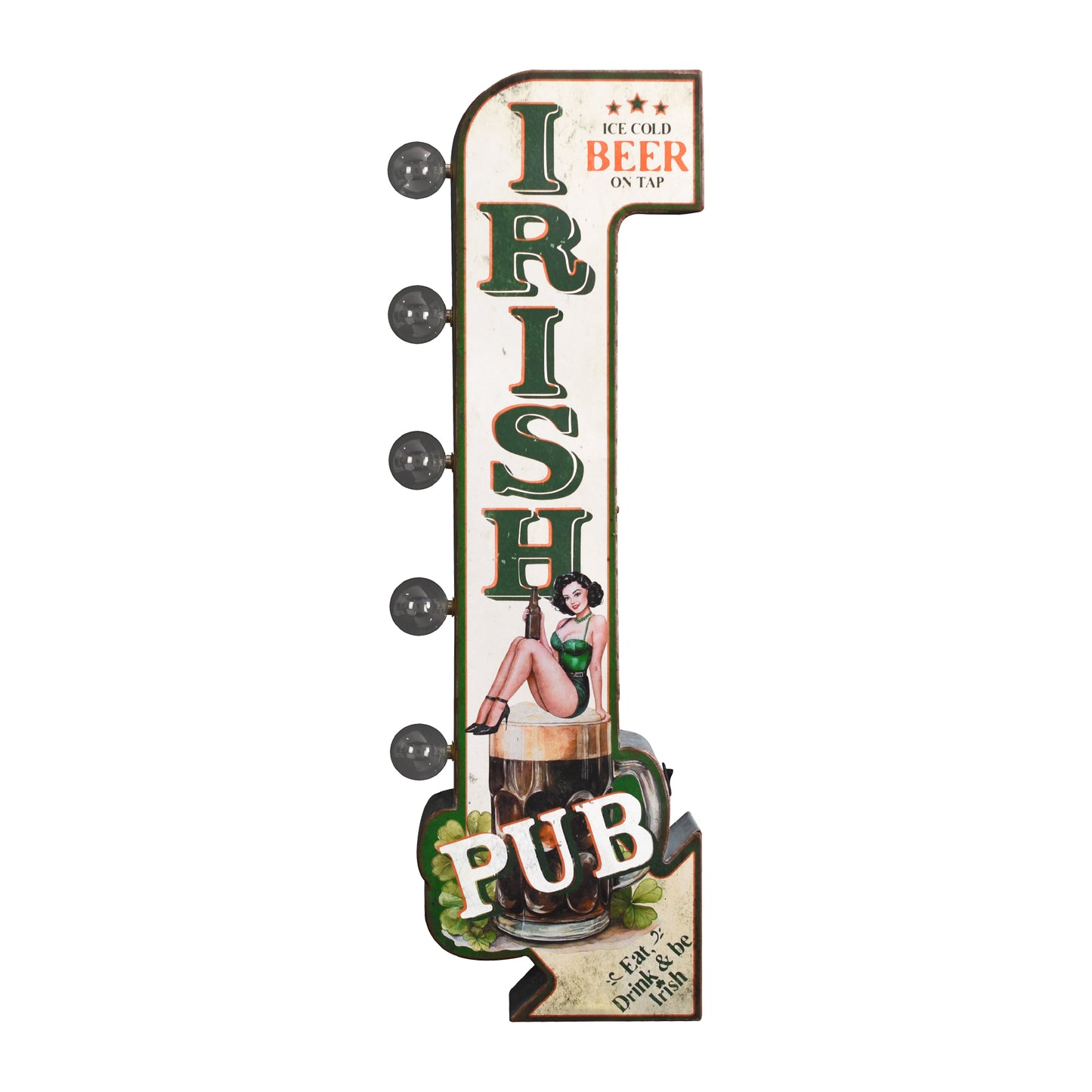 Vintage 'Irish PUB' LED Metal Sign - Retro Bar Wall Decor, masculine wall decor, rustic, metal, man cave, game room, and home bar decor for men, designed for man cave, game room, home bar, bar, rustic, ideal for showcasing personality and taste.