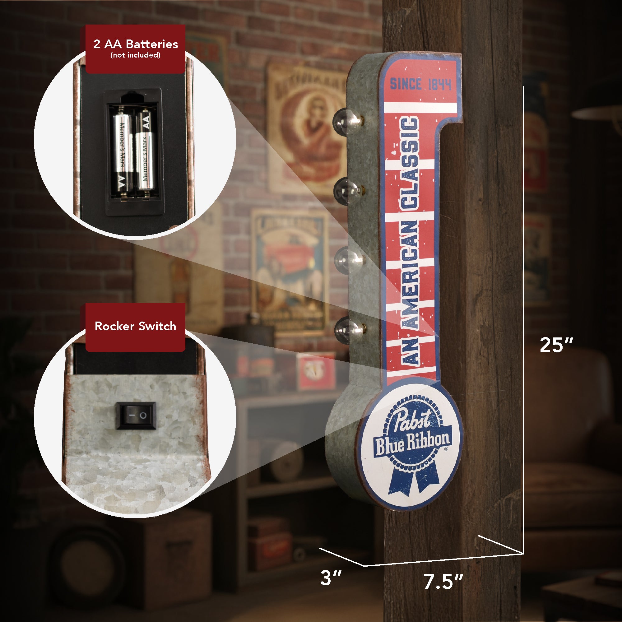 Pabst Blue Ribbon LED Metal Sign - Retro Marquee Wall Decor