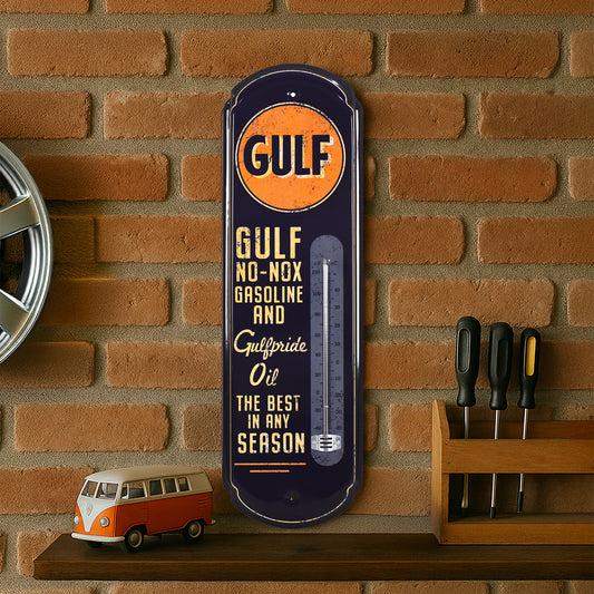 Gulf Vintage Thermometer - Indoor/Outdoor Retro Sign