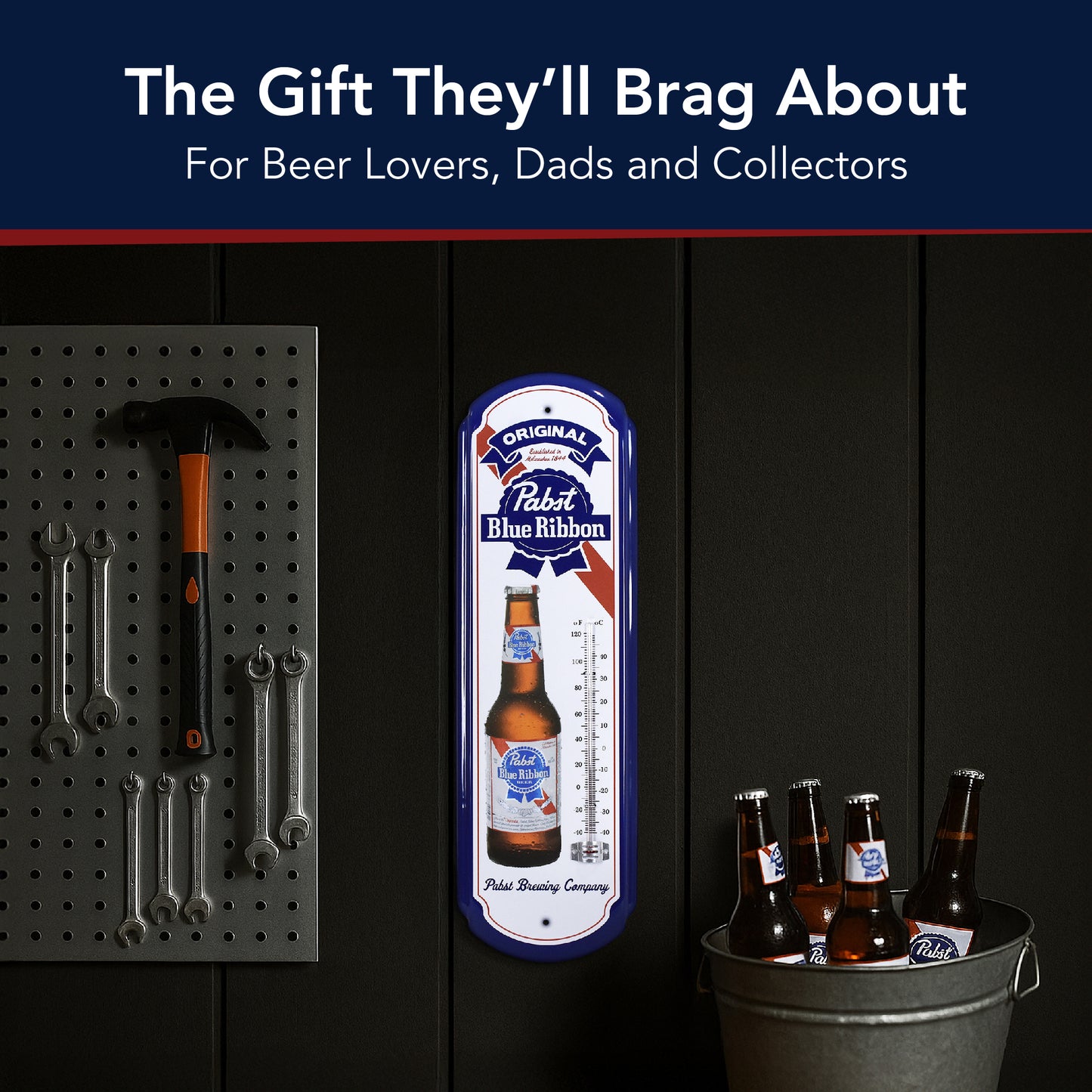 Pabst Blue Ribbon Vintage Thermometer - Indoor/Outdoor Retro Sign