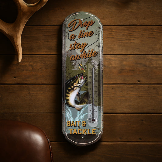 Drop a Line Vintage Thermometer Rustic Wall Sign for Indoor/Outdoor