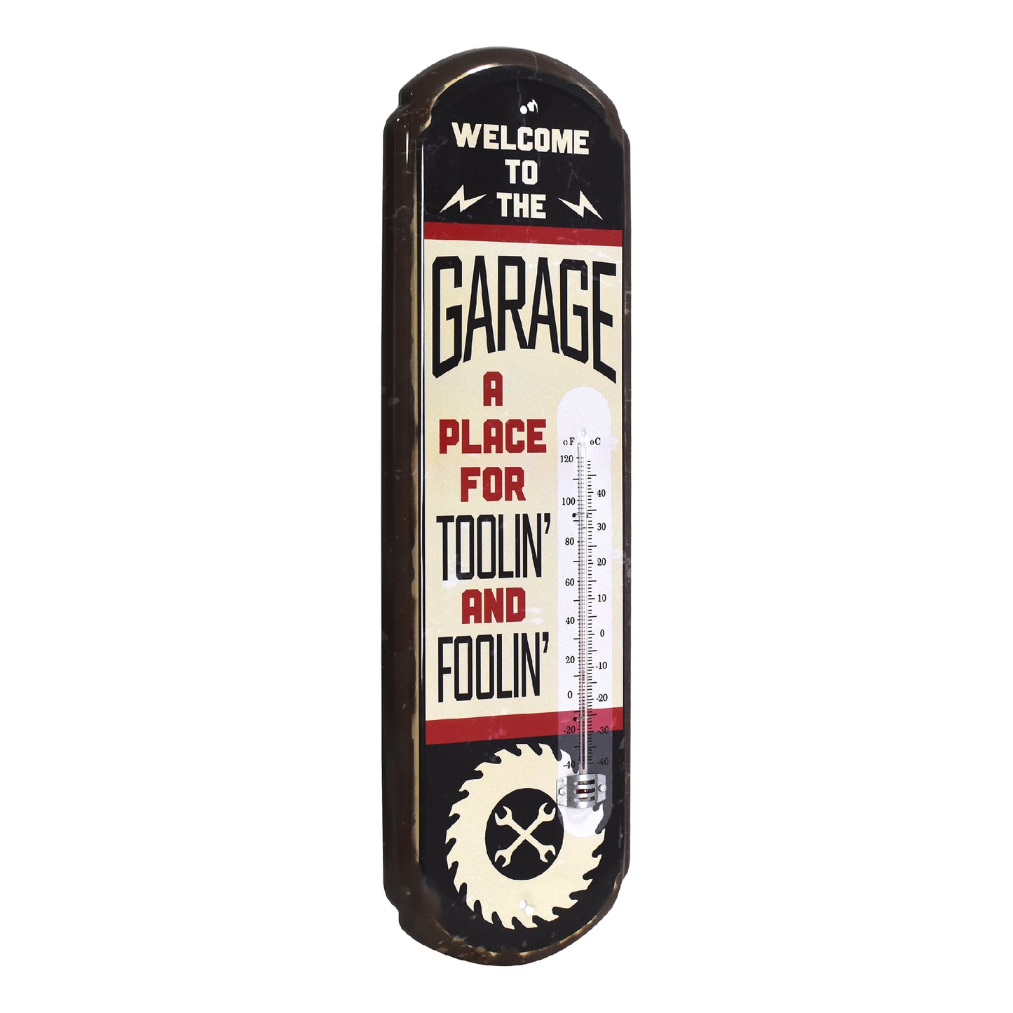 Trollin and Foolin Vintage Garage Thermometer Metal Wall Sign - Indoor/Outdoor