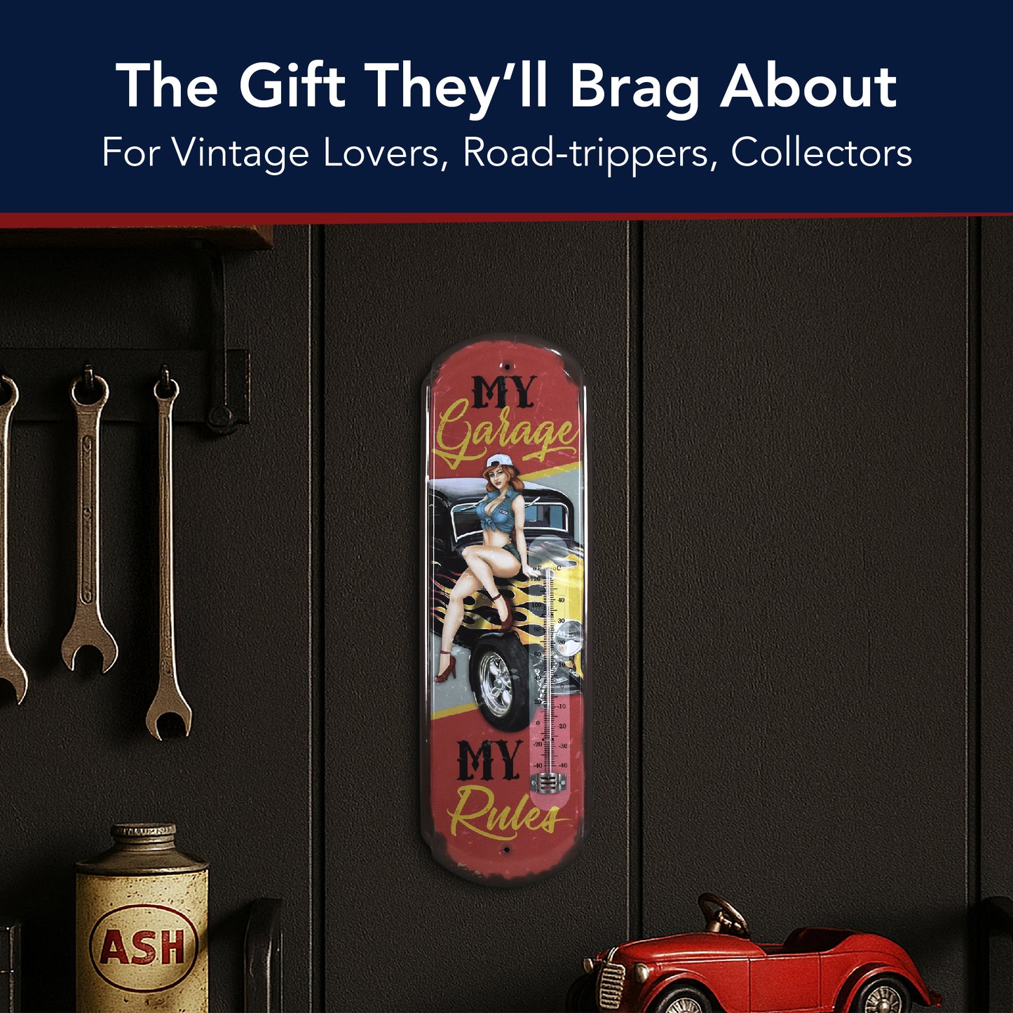 My Garage My Rules Vintage Thermometer - Indoor/Outdoor Metal Sign