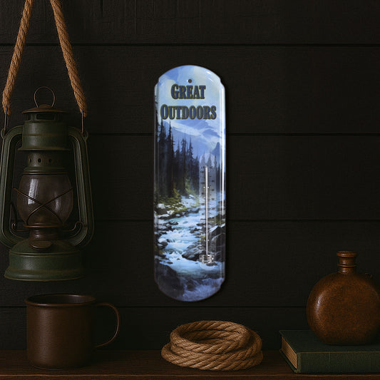 Great Outdoors Vintage Metal Thermometer - Indoor/Outdoor Wall Art
