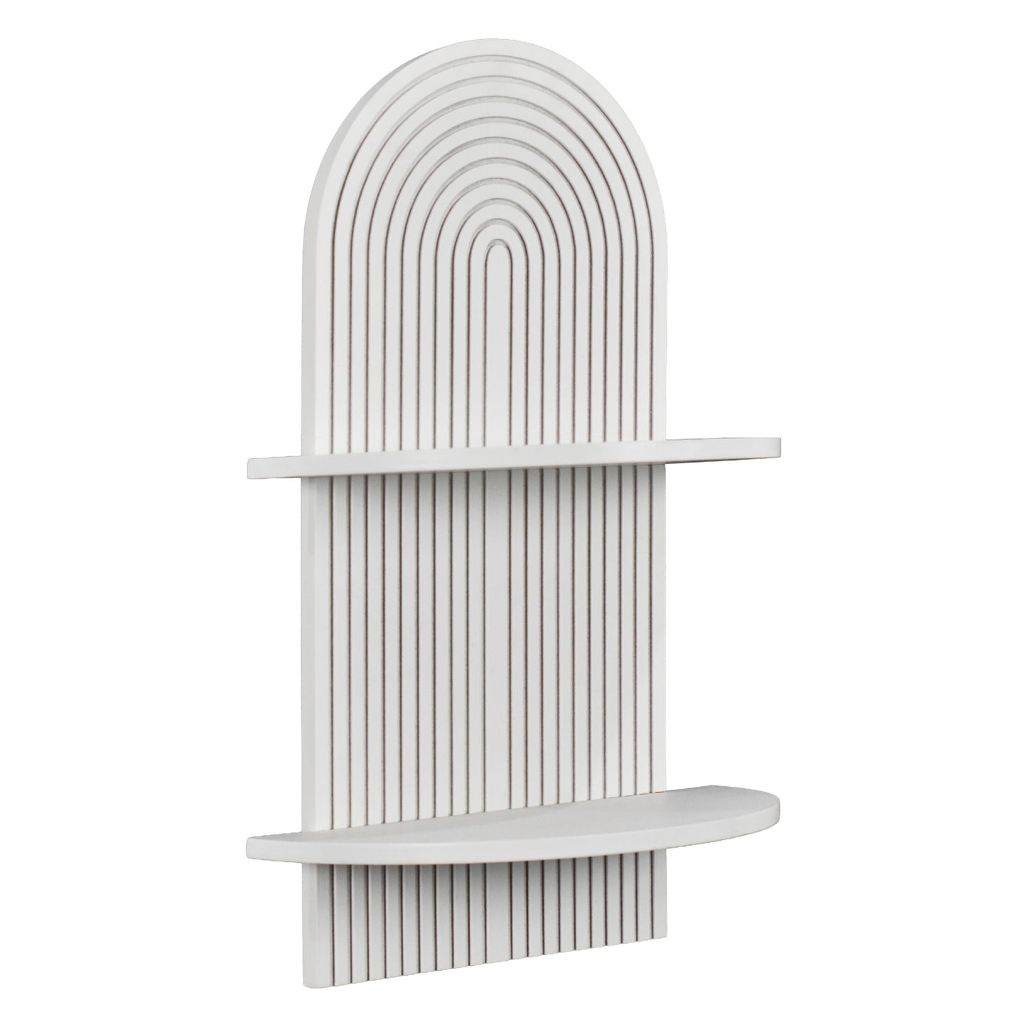 White Boho Arched Lunar Ledges 2-Tier Floating Wall Shelf