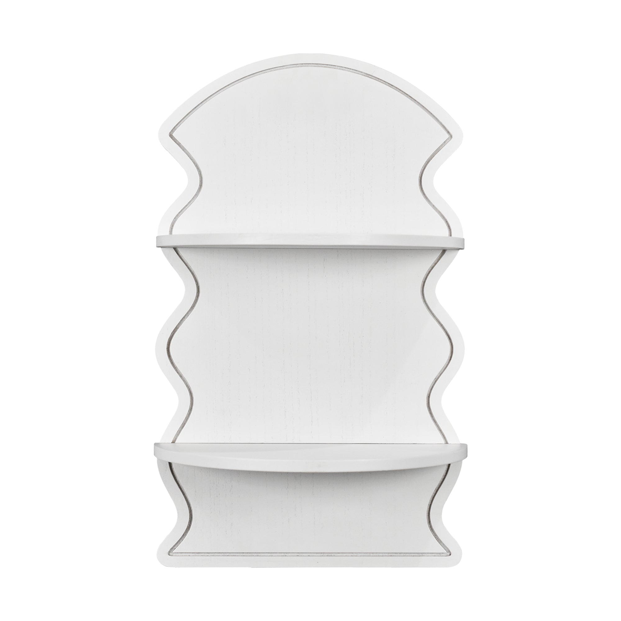 White Wavy Arched Lunar Ledges 2-Tier Floating Wall Shelf