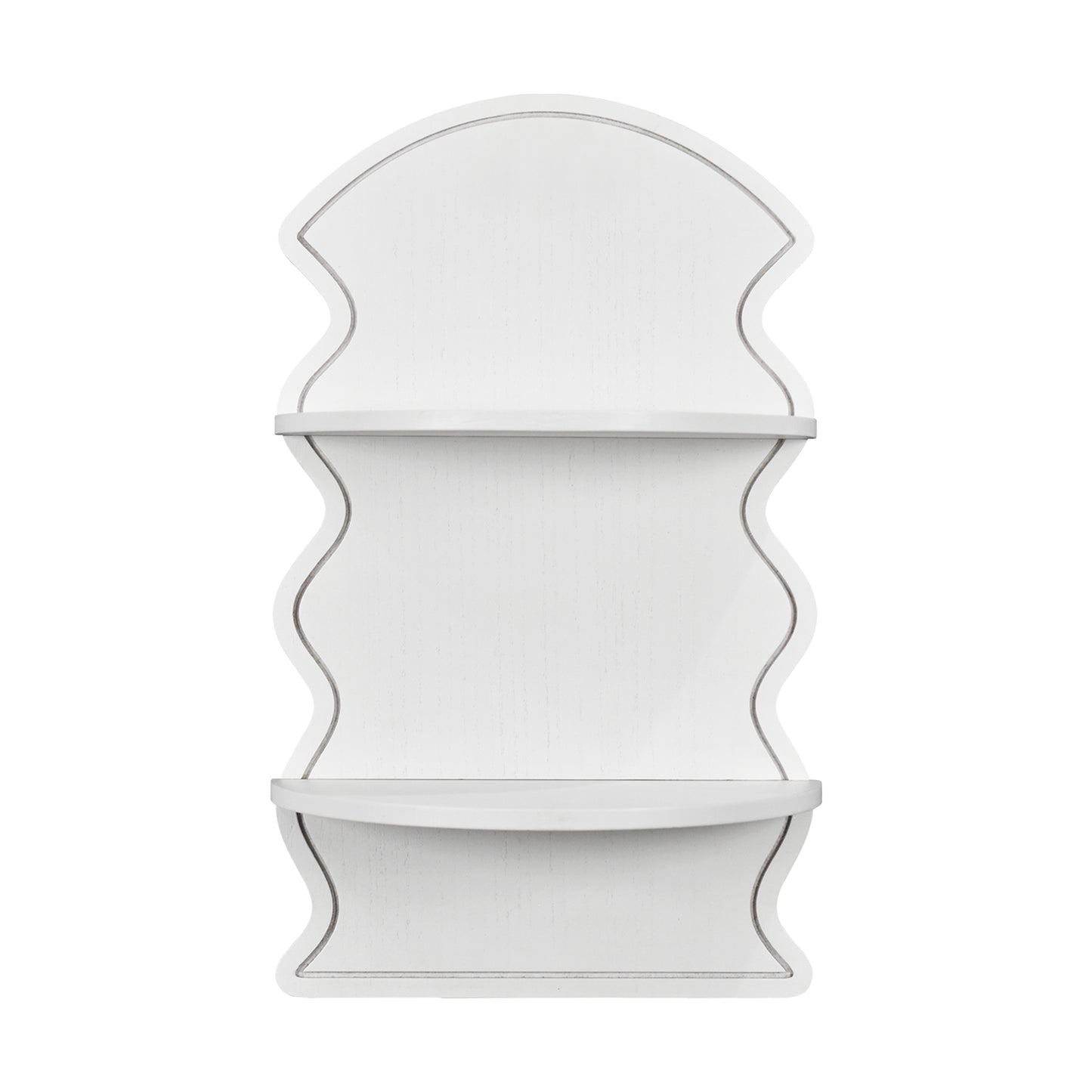White Wavy Arched Lunar Ledges 2-Tier Floating Wall Shelf