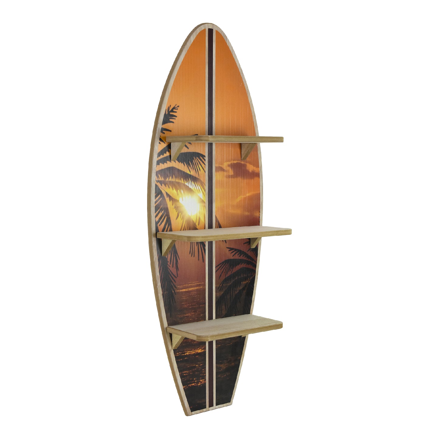 Hawaiian Sunset Surfboard Wall Shelf - Tropical Wall Decor