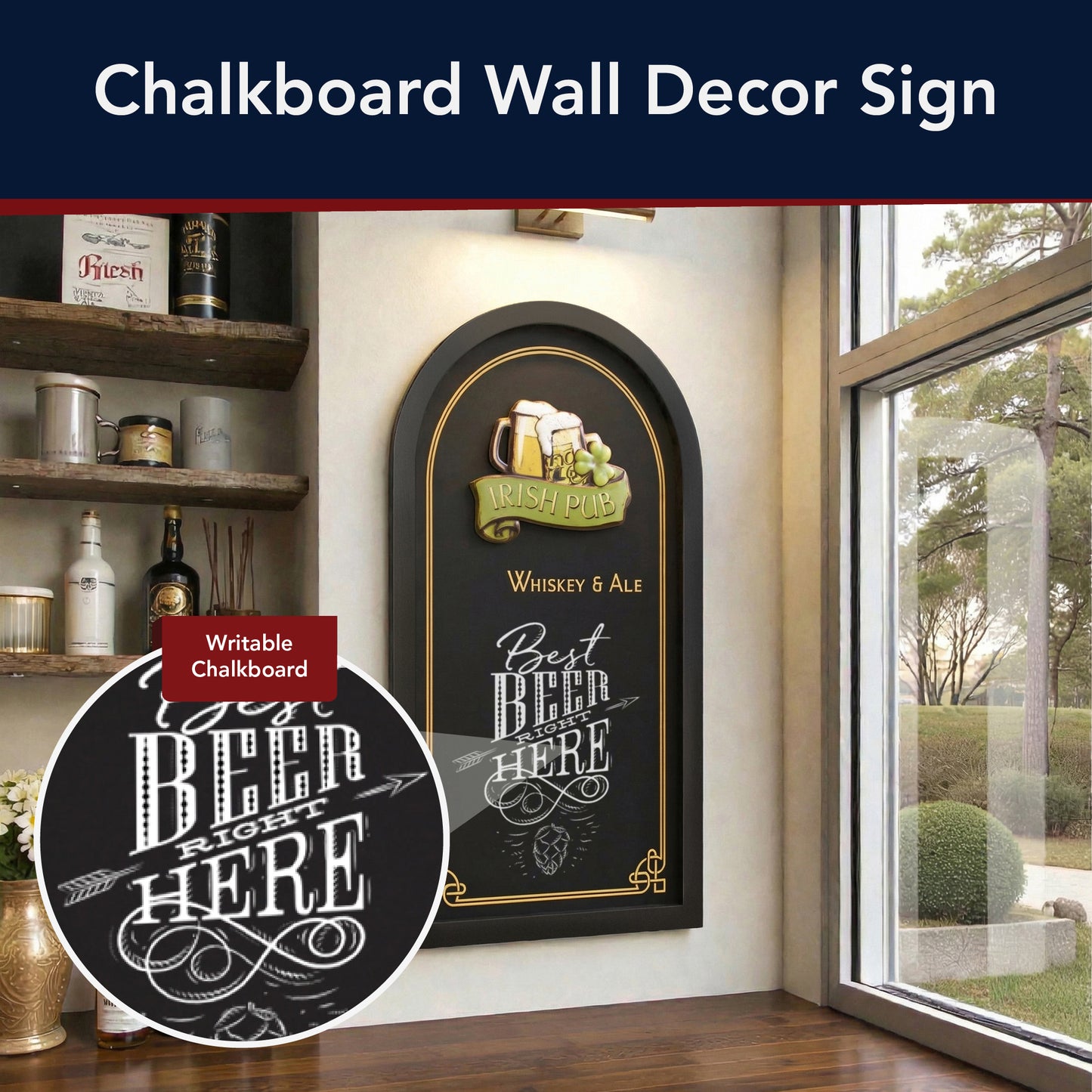 Irish Pub Whiskey & Ale Chalkboard Wall Decor Bar Sign