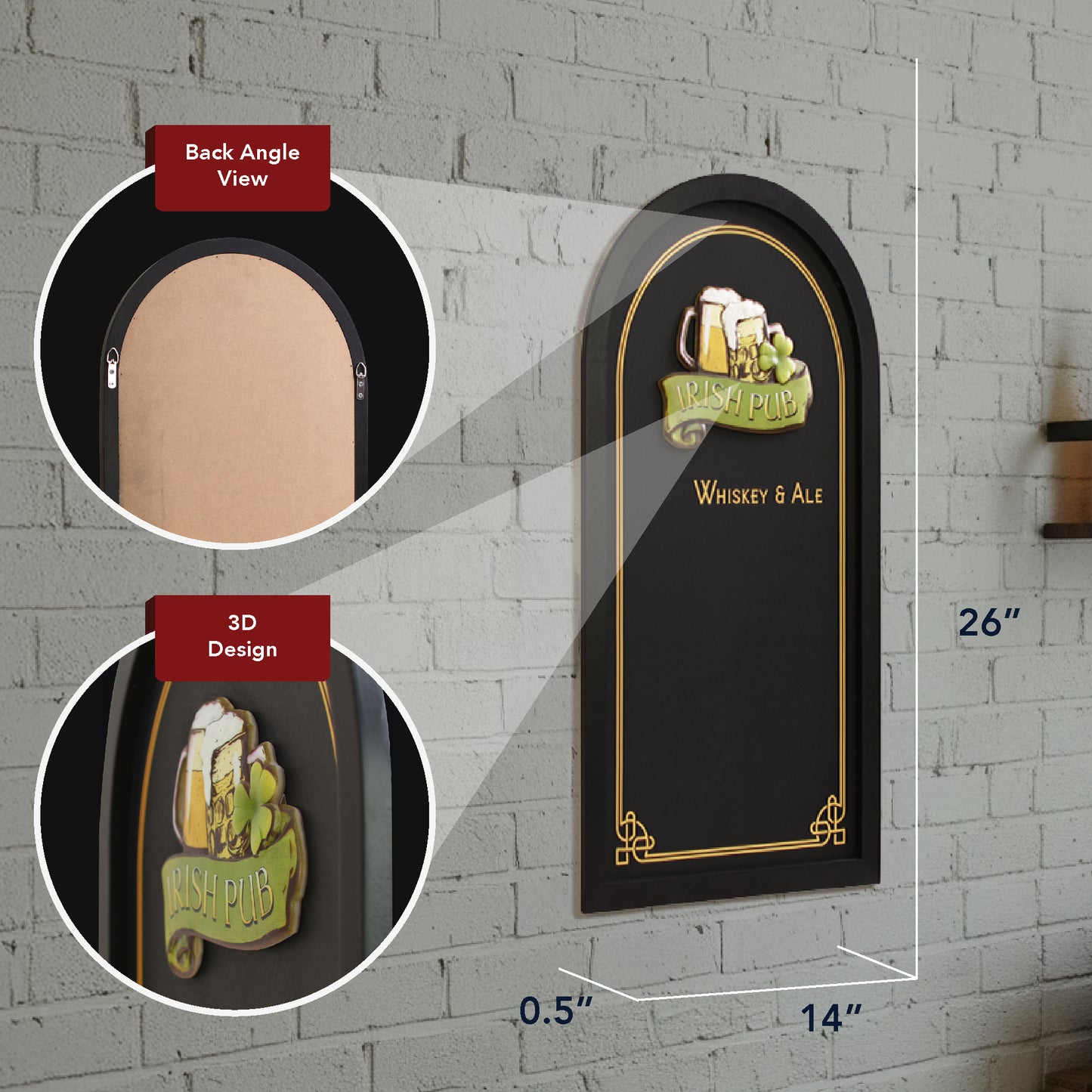 Irish Pub Whiskey & Ale Chalkboard Wall Decor Bar Sign