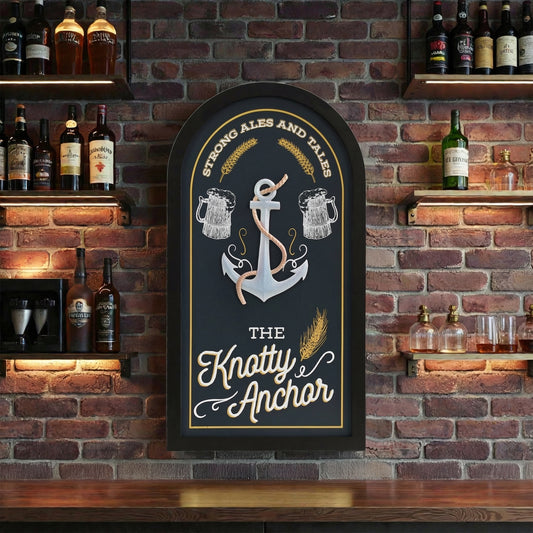 Knotty Anchor Bar Sign Vintage Nautical Wall Decor
