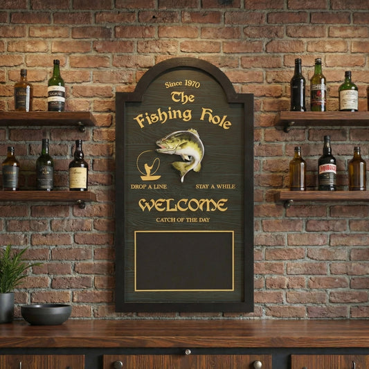 The Fishing Hole Chalkboard Wall Decor Vintage Bar Sign