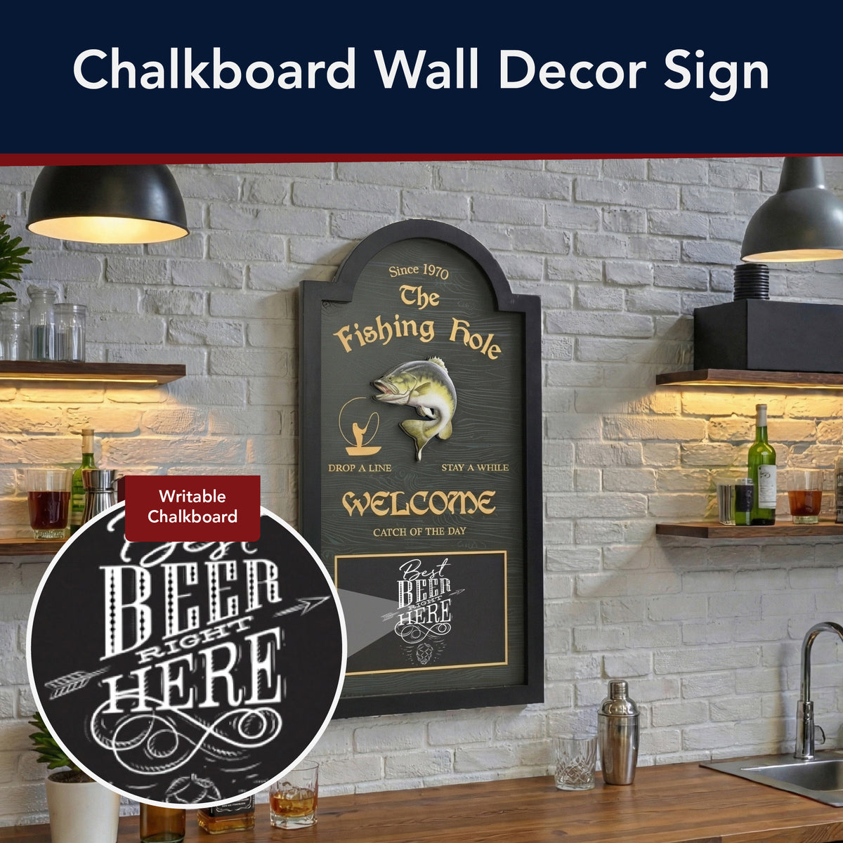 The Fishing Hole Chalkboard Wall Decor Vintage Bar Sign ...