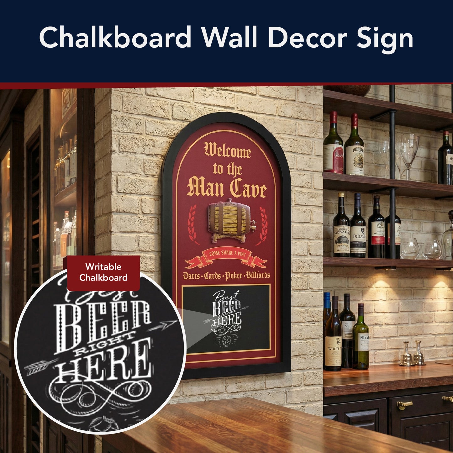 Welcome to the Man Cave Chalkboard Wall Decor Bar Sign