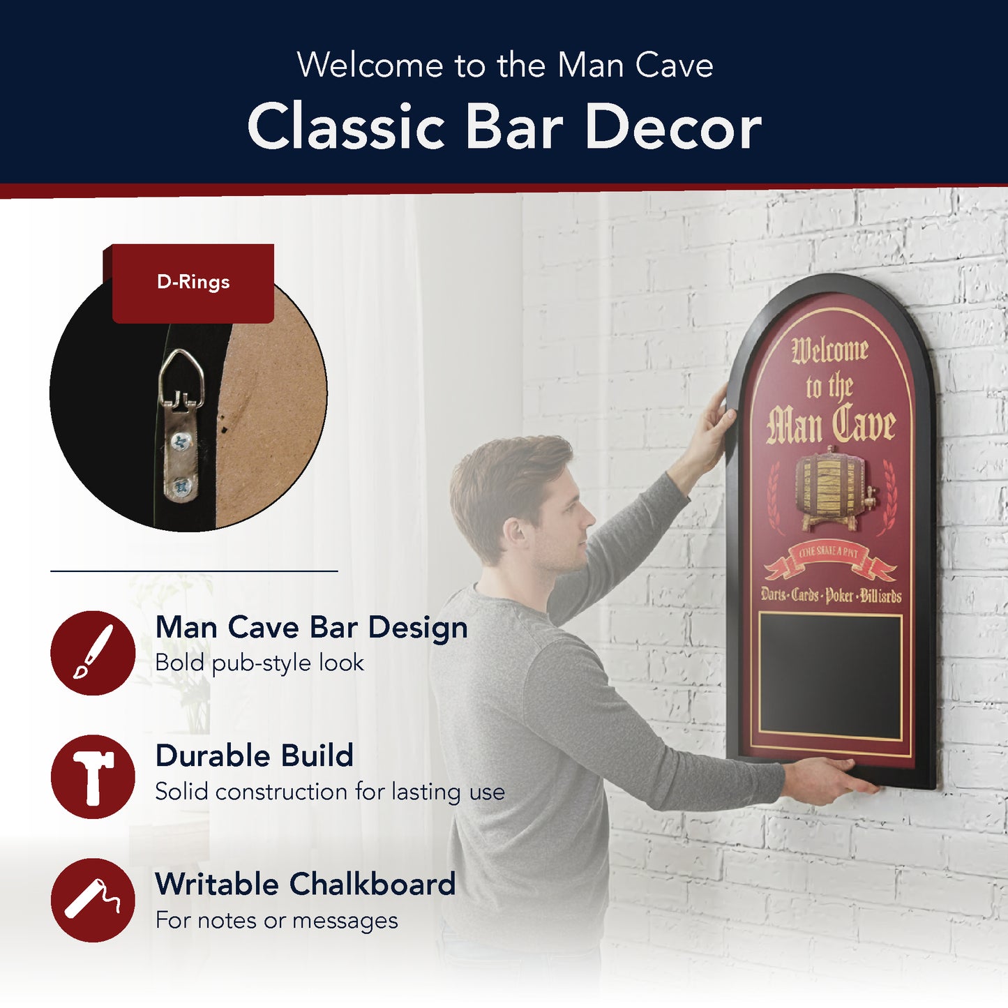 Welcome to the Man Cave Chalkboard Wall Decor Bar Sign