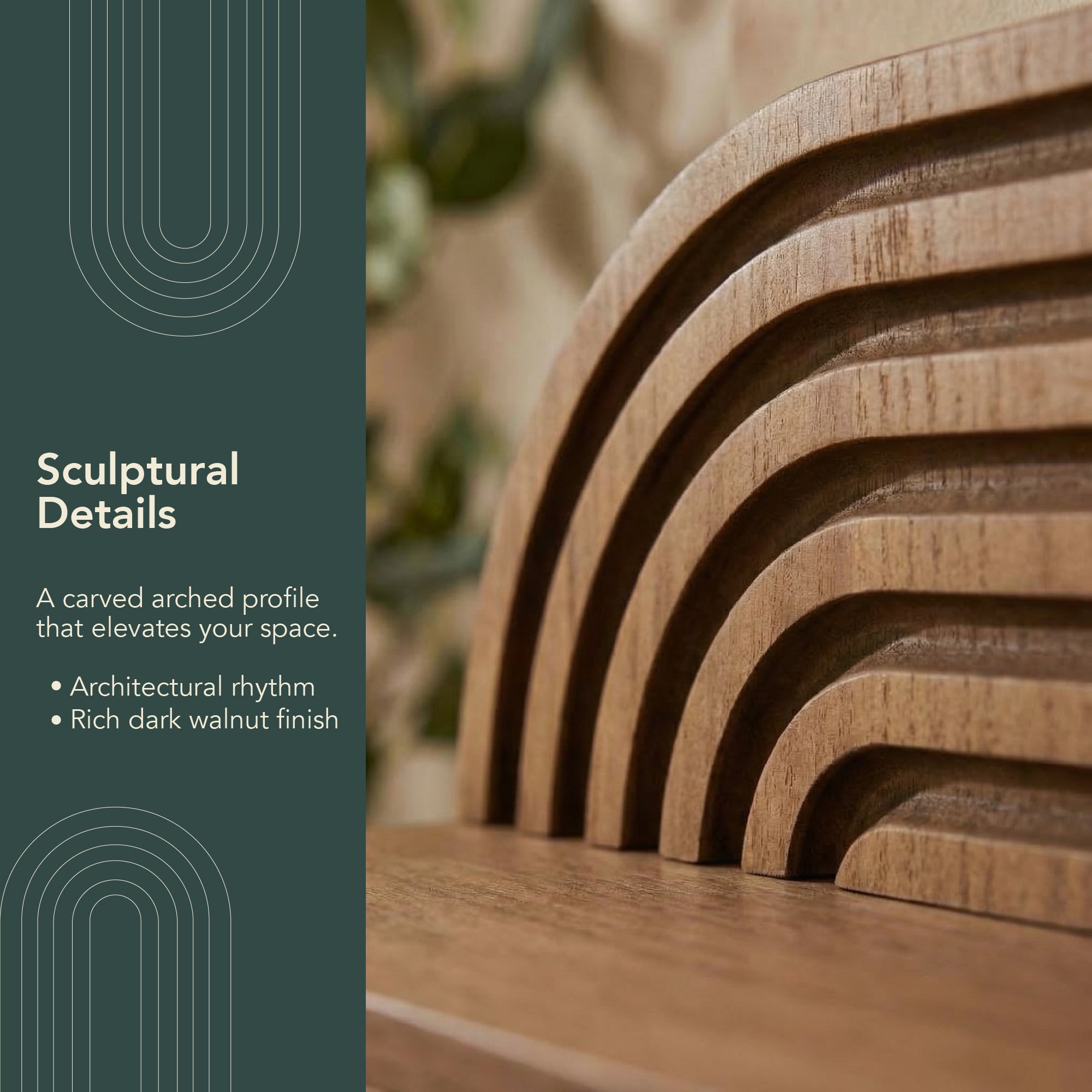 minimalist horizontal carved floating wall shelf set of two in dark walnut finish, decorative wood shelves for living room, bedroom, bathroom, and kitchen wall storage