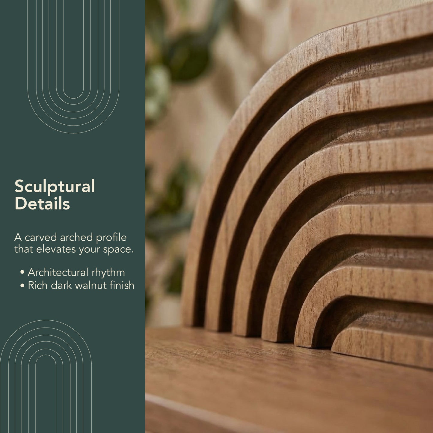 minimalist horizontal carved floating wall shelf set of two in dark walnut finish, decorative wood shelves for living room, bedroom, bathroom, and kitchen wall storage