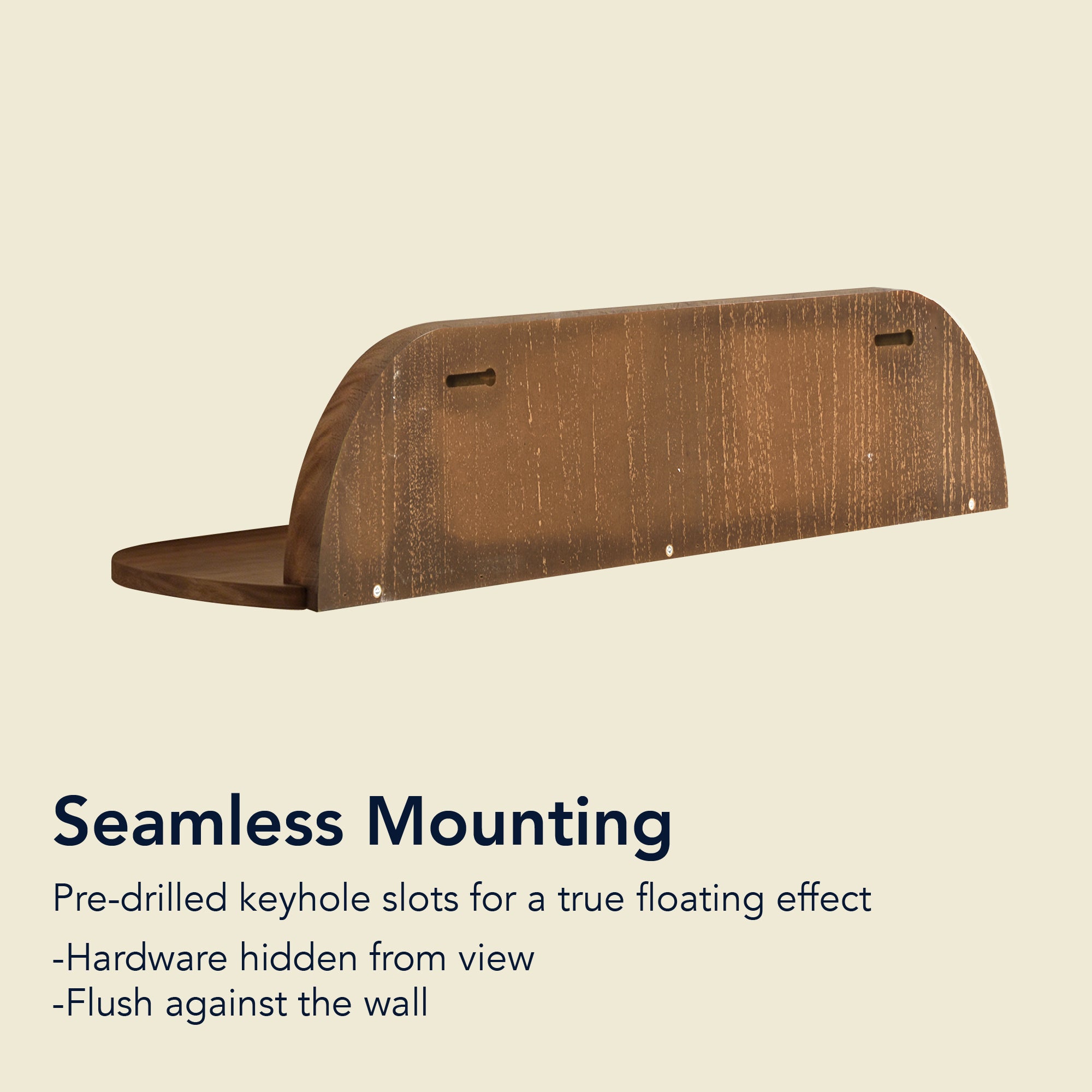 minimalist horizontal carved floating wall shelf set of two in dark walnut finish, decorative wood shelves for living room, bedroom, bathroom, and kitchen wall storage