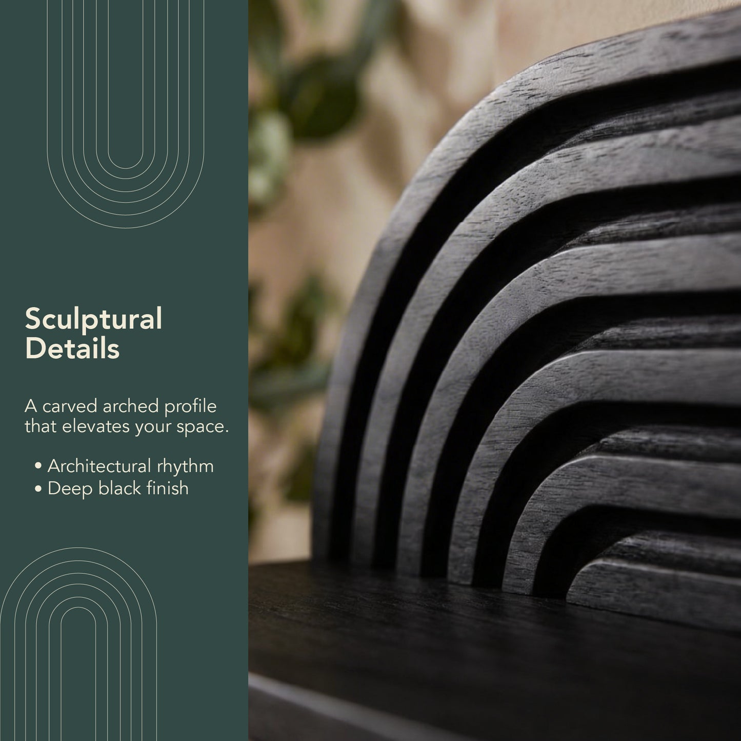 minimalist black horizontal carved floating wall shelf set of two, decorative wood wall shelves for modern living room, bedroom, bathroom, and kitchen storage