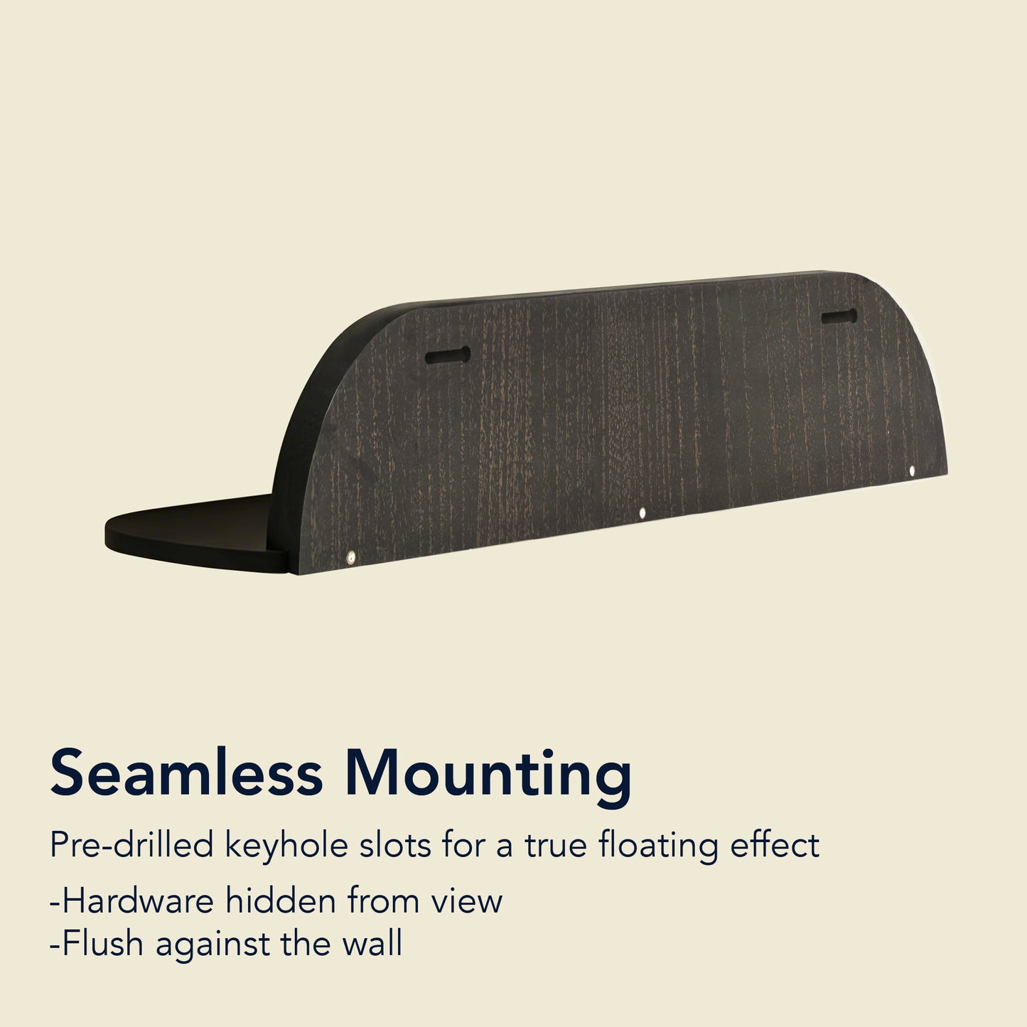 minimalist black horizontal carved floating wall shelf set of two, decorative wood wall shelves for modern living room, bedroom, bathroom, and kitchen storage