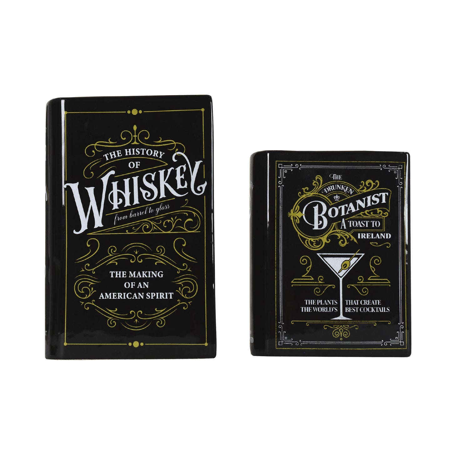 Whiskey & Botanist Ceramic Book Vase Set, 2 pc - Bar Decor