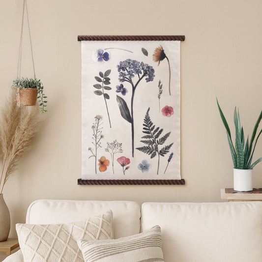Spindle Tapestry Spring Floral Wall Art - Boho Botanical Decor