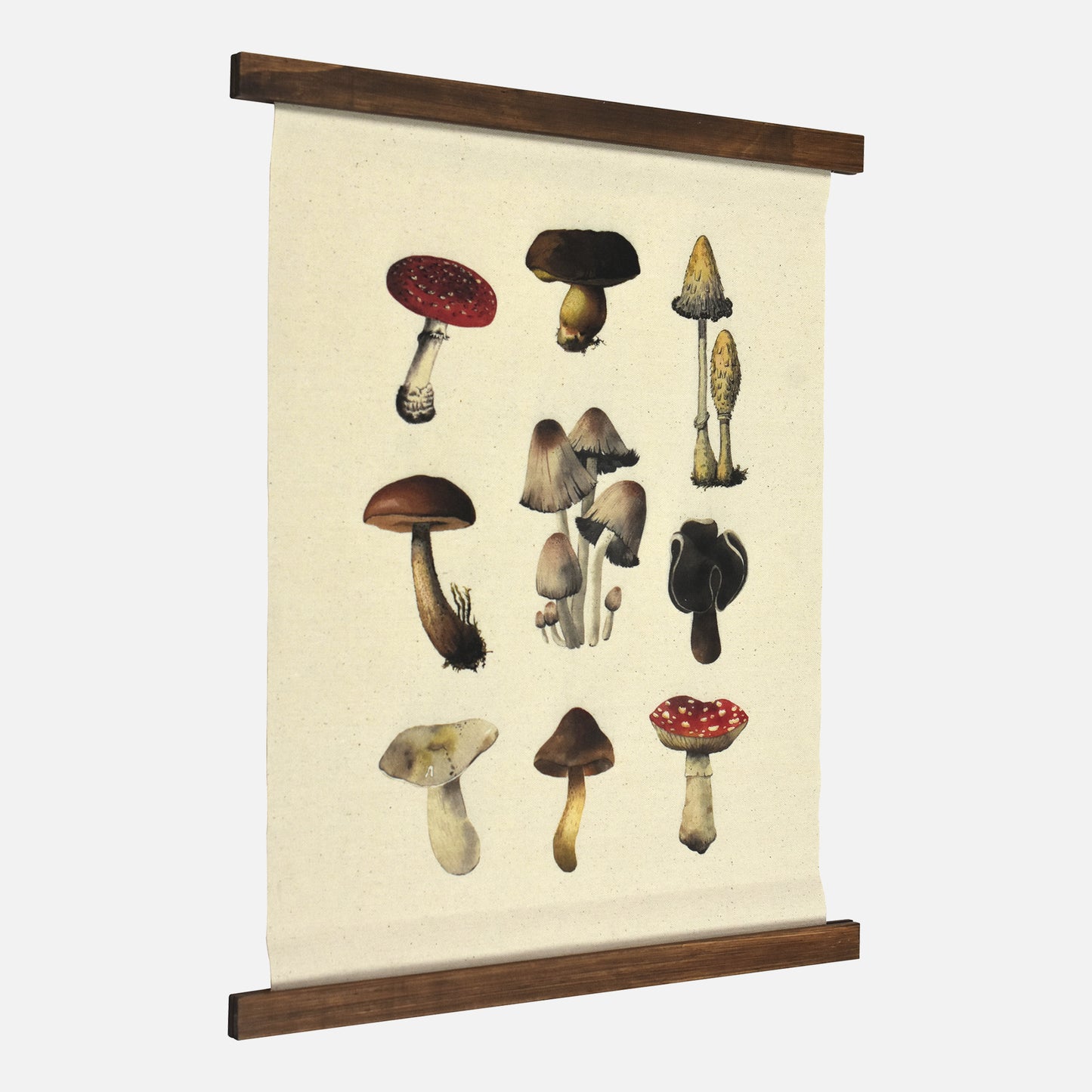 Boho Mushroom Linen Tapestry - Botanical Wall Hanging Art
