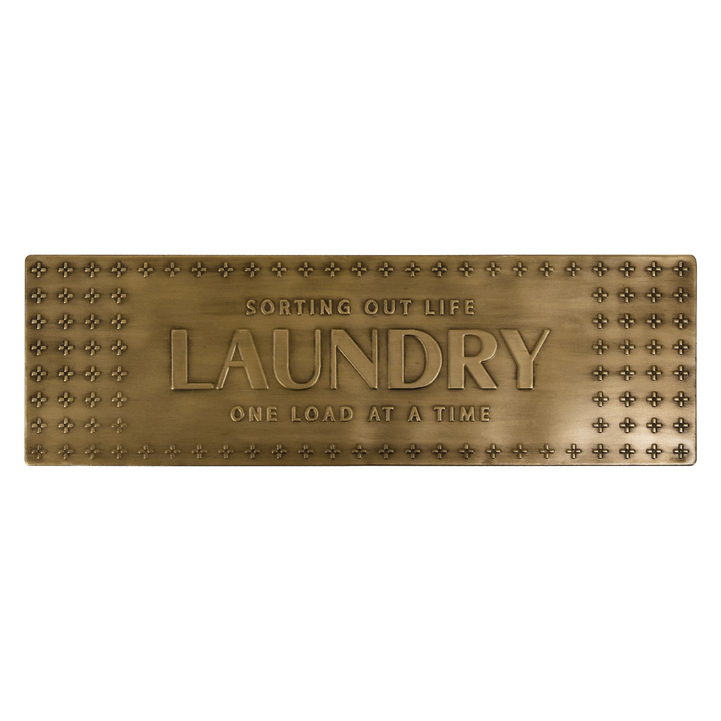 Rustic Antique Brass Laundry Room Metal Sign - Embossed Wall Decor