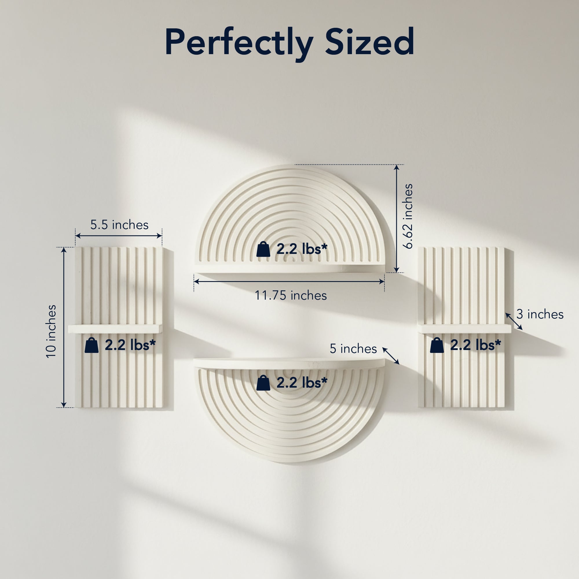 White Boho Arched Modular Wood Wall Shelf Set