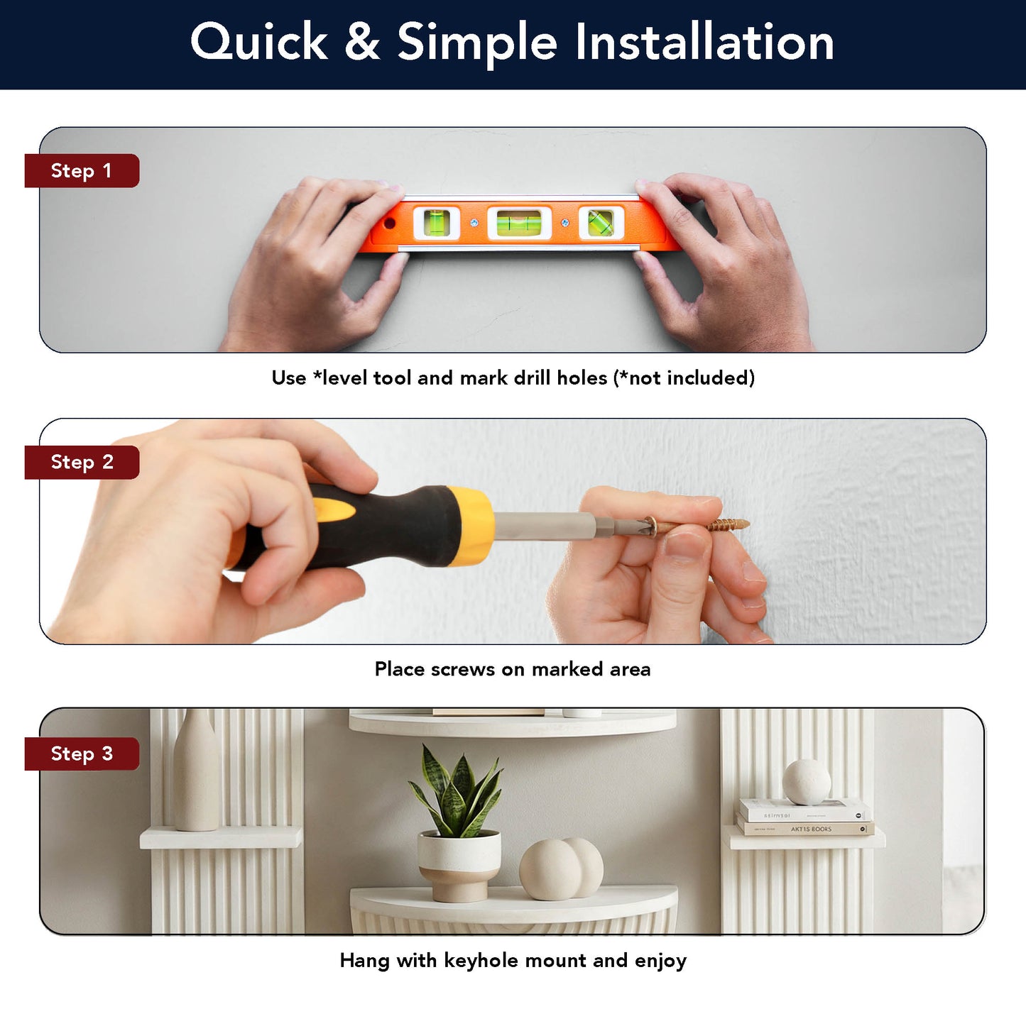 White Boho Arched Modular Wood Wall Shelf Set