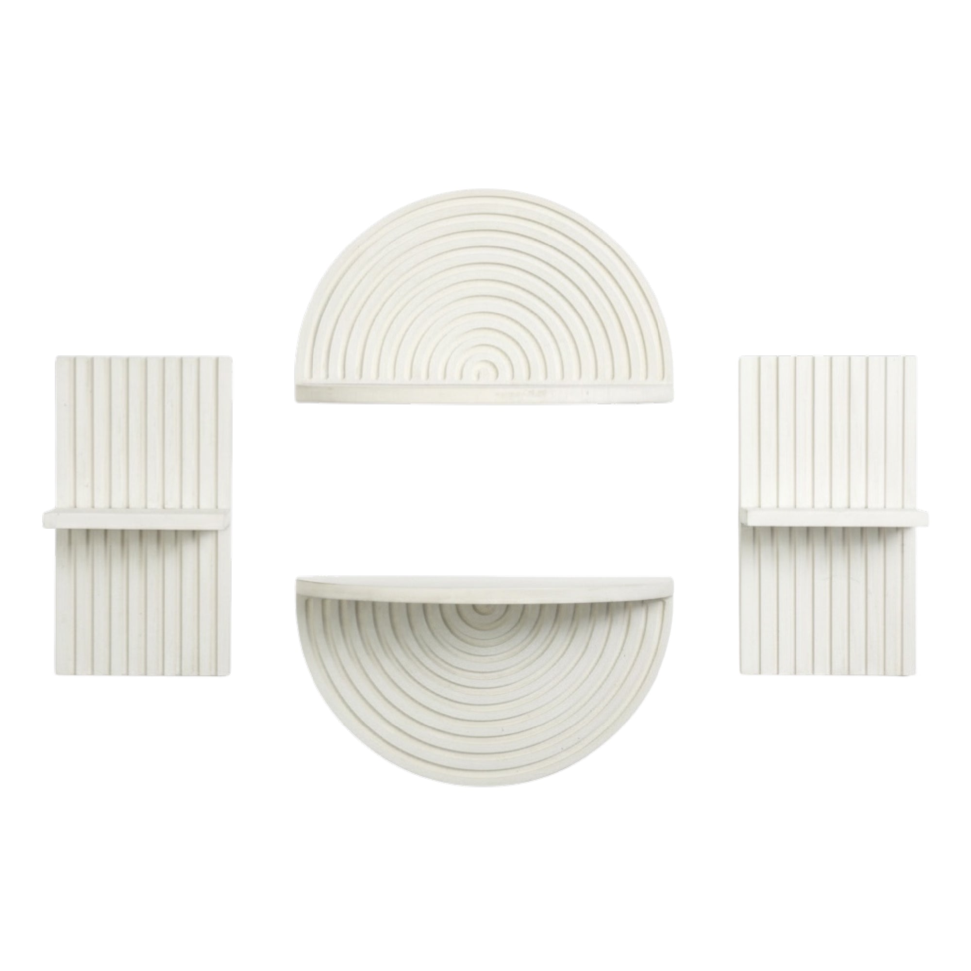 White Boho Arched Modular Wood Wall Shelf Set