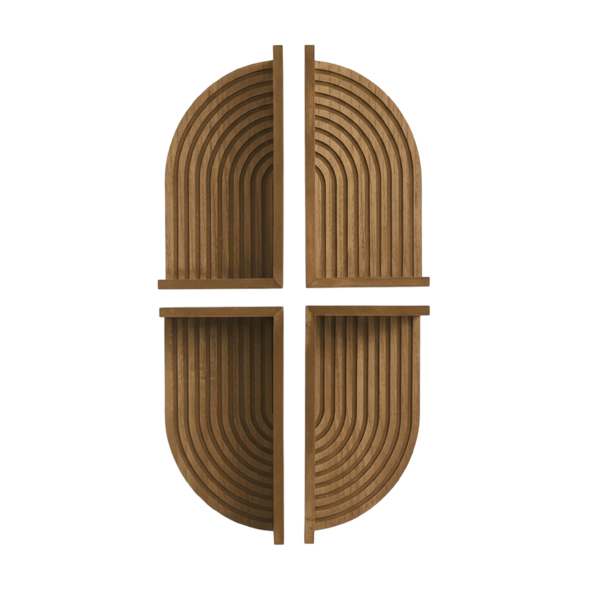 Brown Natural Boho Arched Wood 4 Piece Wall Shelf