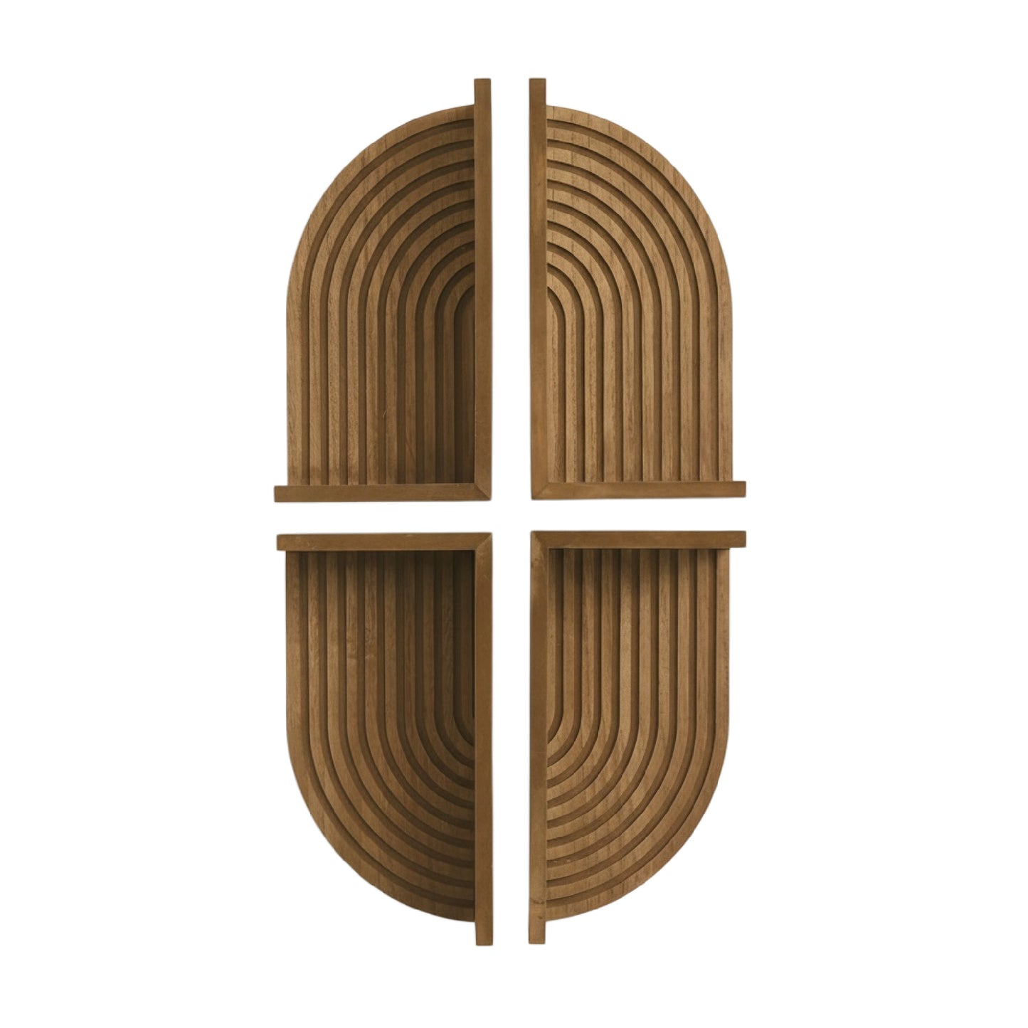 Brown Natural Boho Arched Wood 4 Piece Wall Shelf