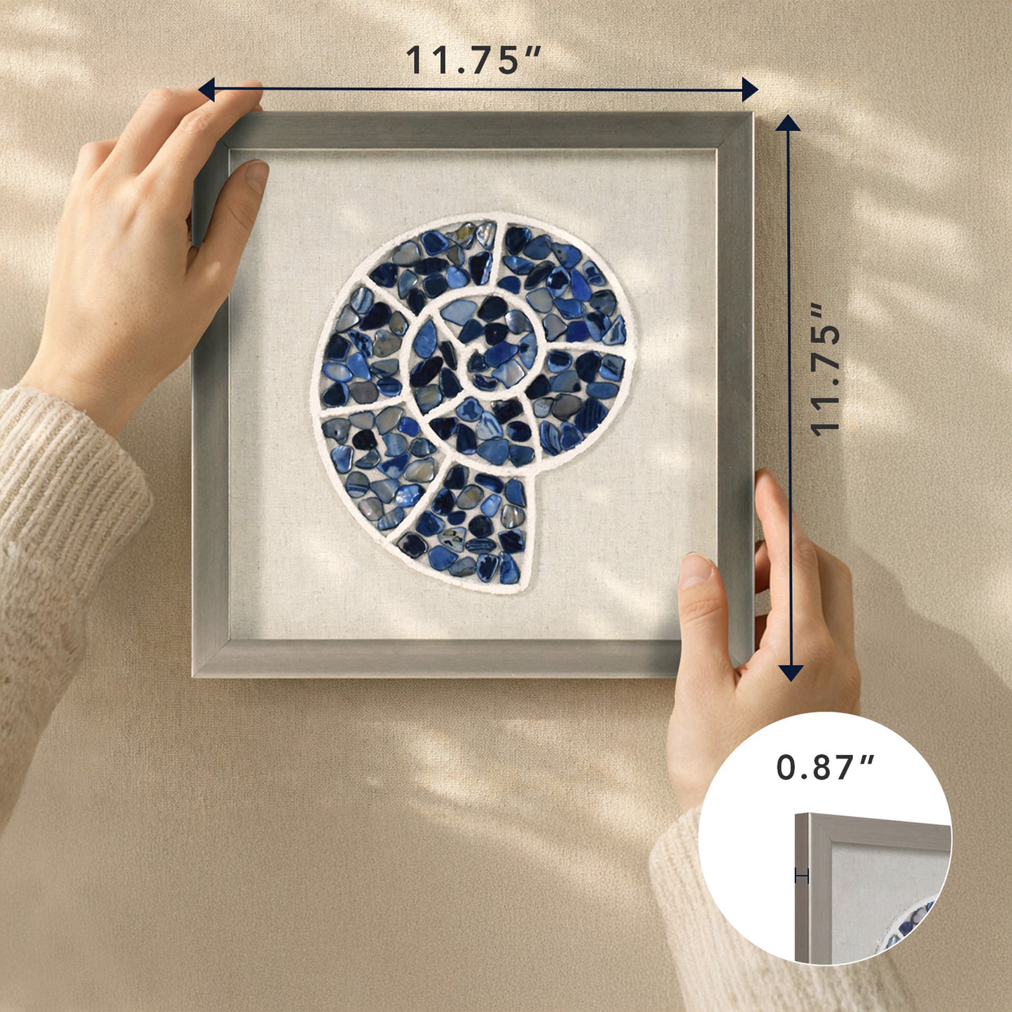 2-pc Sea Glass Shell Wall Art Set - Coastal Blue Shadowbox Decor