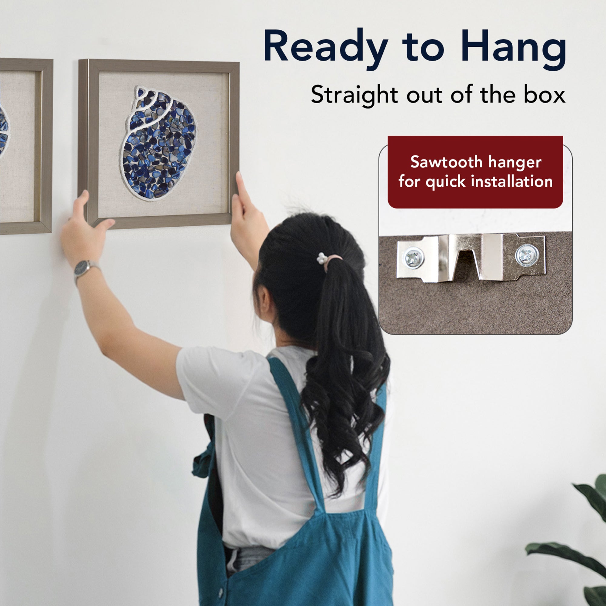 2-pc Sea Glass Shell Wall Art Set - Coastal Blue Shadowbox Decor