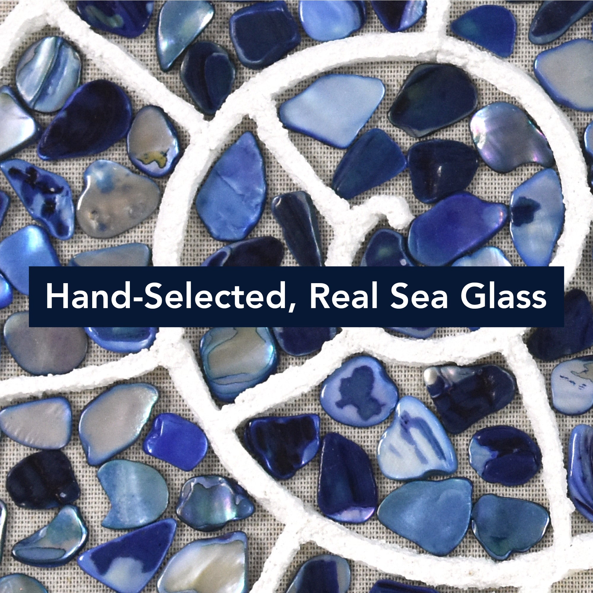 2-pc Sea Glass Shell Wall Art Set - Coastal Blue Shadowbox Decor