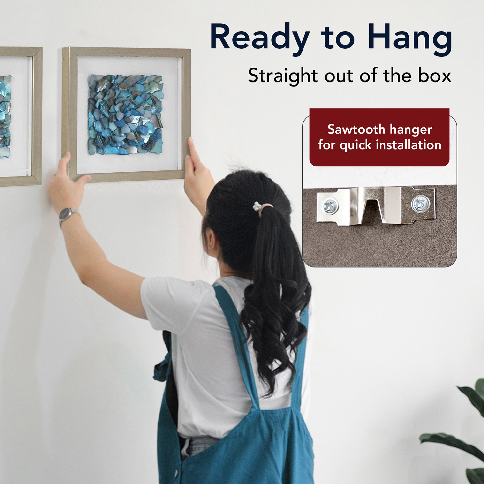 2-pc Sea Glass Shell Wall Art Set - Coastal Aqua & Teal Shadowbox Decor