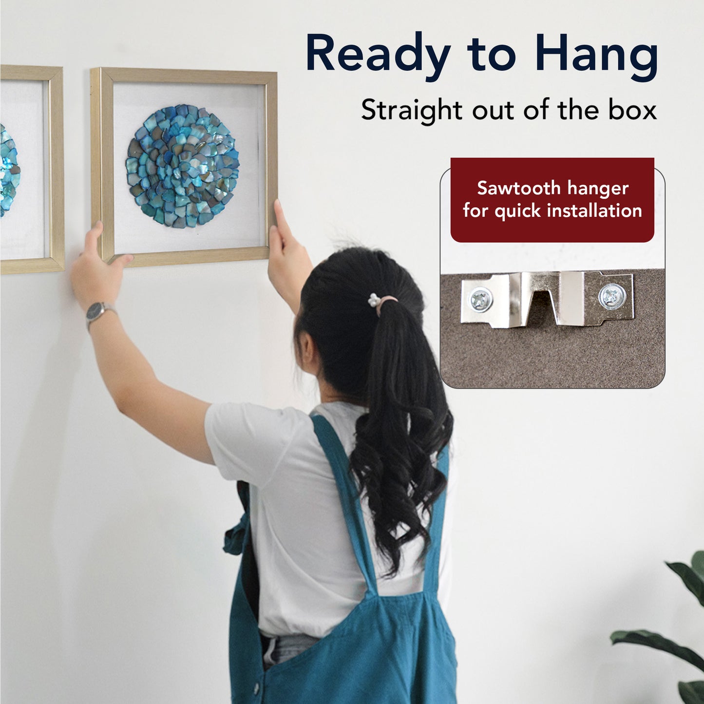 2-pc Sea Glass Shell Wall Art Set – Coastal Aqua & Teal Shadowbox Decor