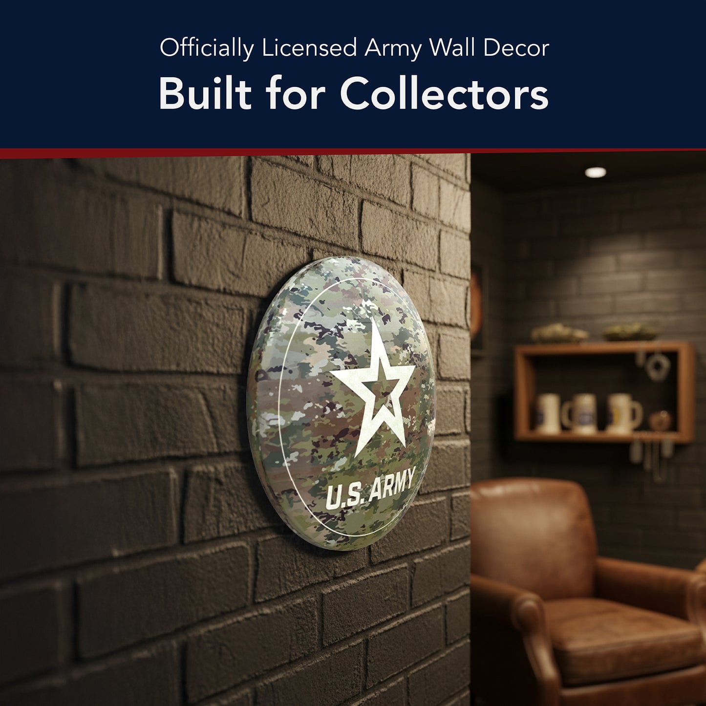 U.S. Army Camo Dome Metal Wall Art Sign - Patriotic Decor