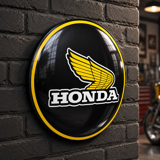 Motorcycle Racing Honda Wing Dome Metal Wall Art Garage Decor - Motor Cross
