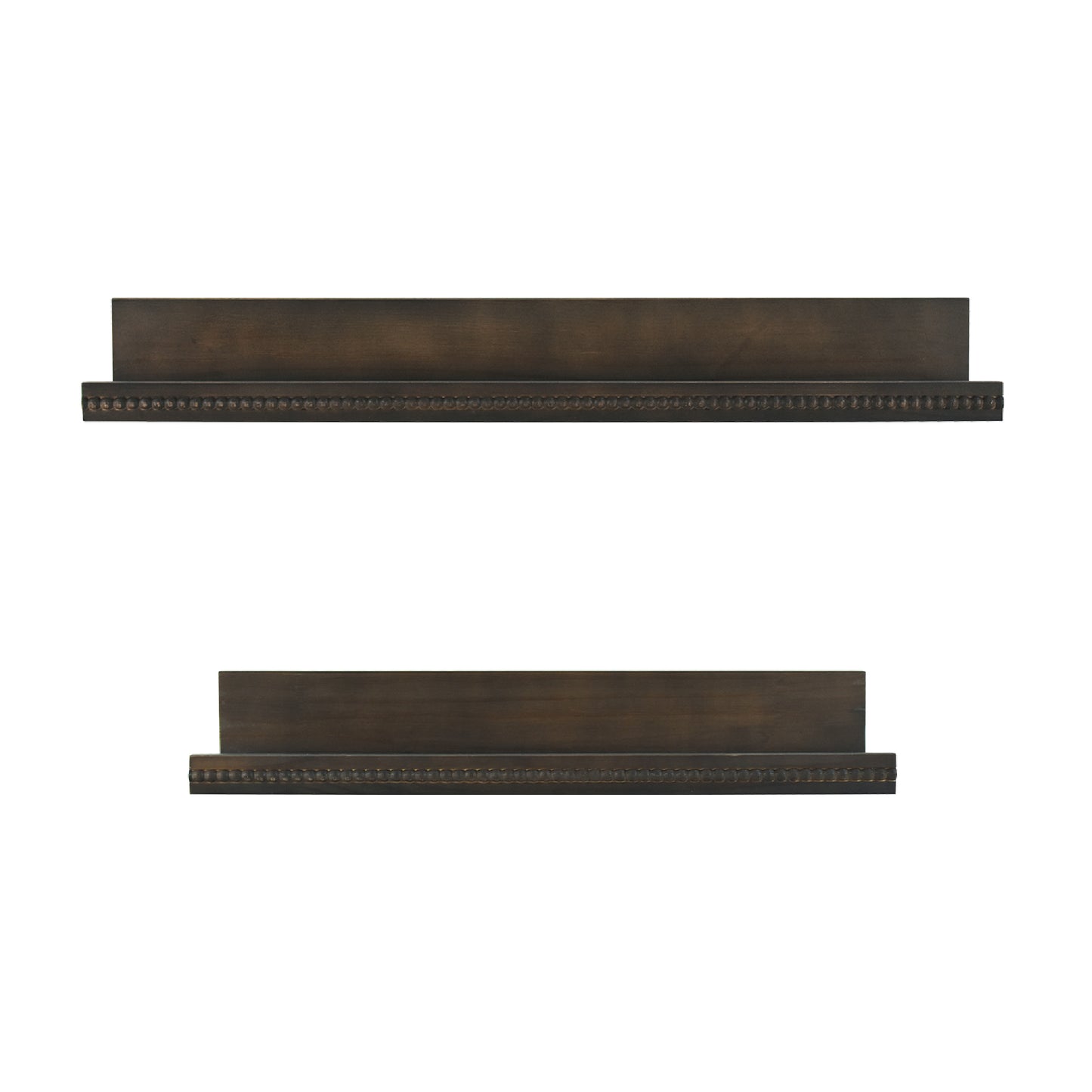 Beaded Ledge 2-Piece Floating Wall Shelf Set, Kona Dark Brown Shabby Chic