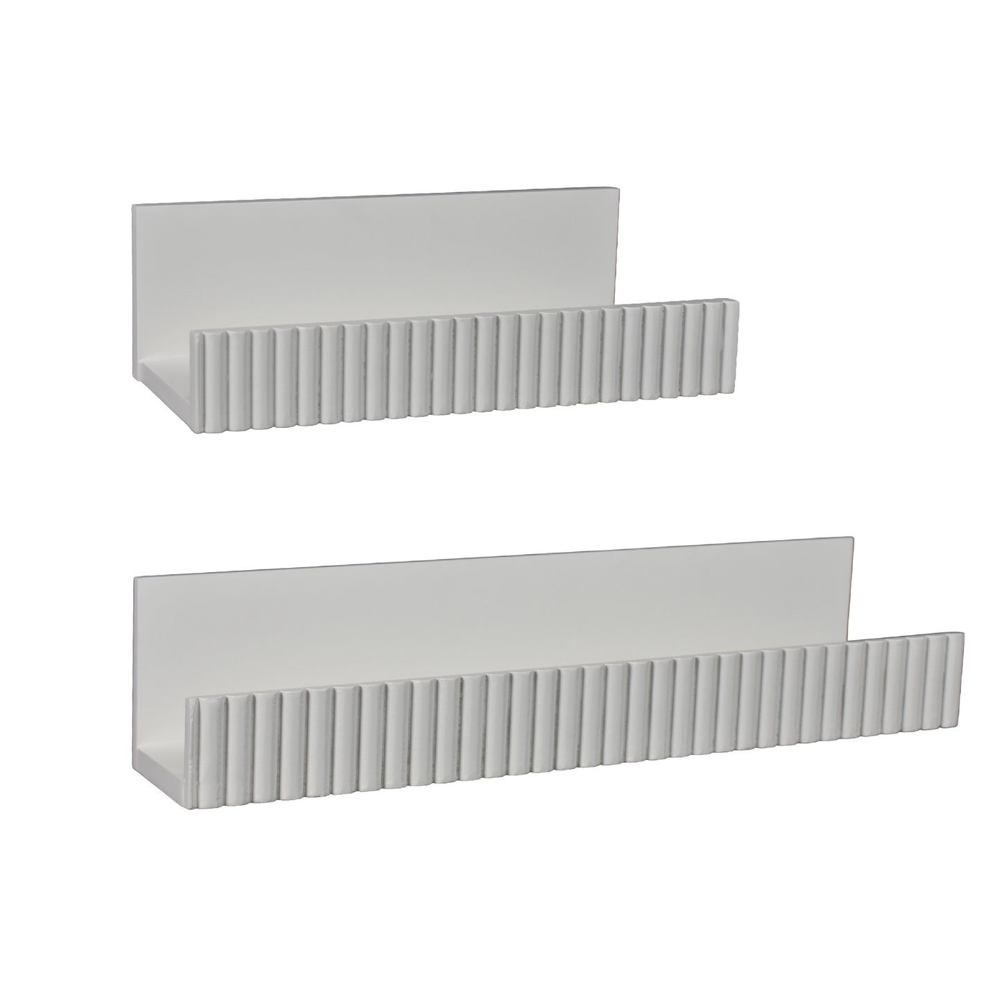 Ribbed 2-Piece Floating Wall Shelf Set, White Shabby Chic