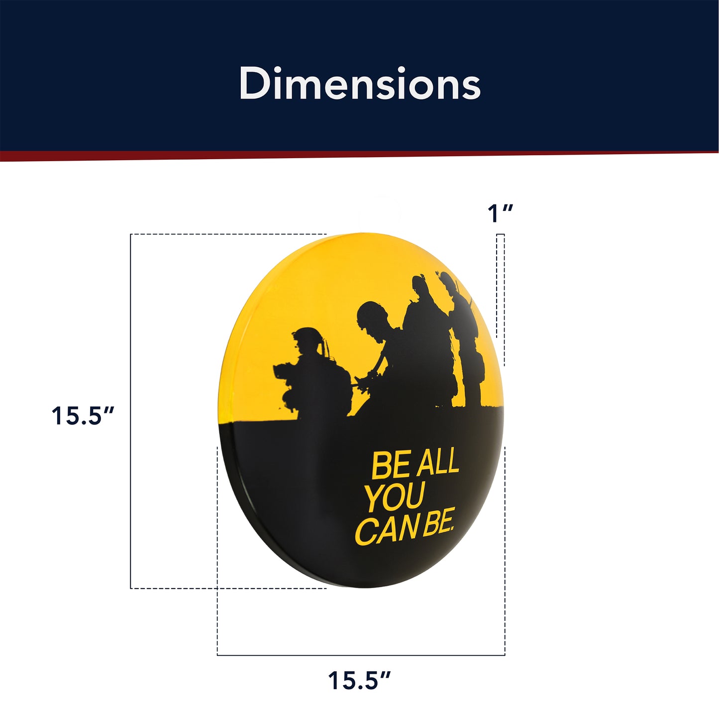 Army Be All You Can Be Metal Dome Wall Art Sign - Patriotic Decor