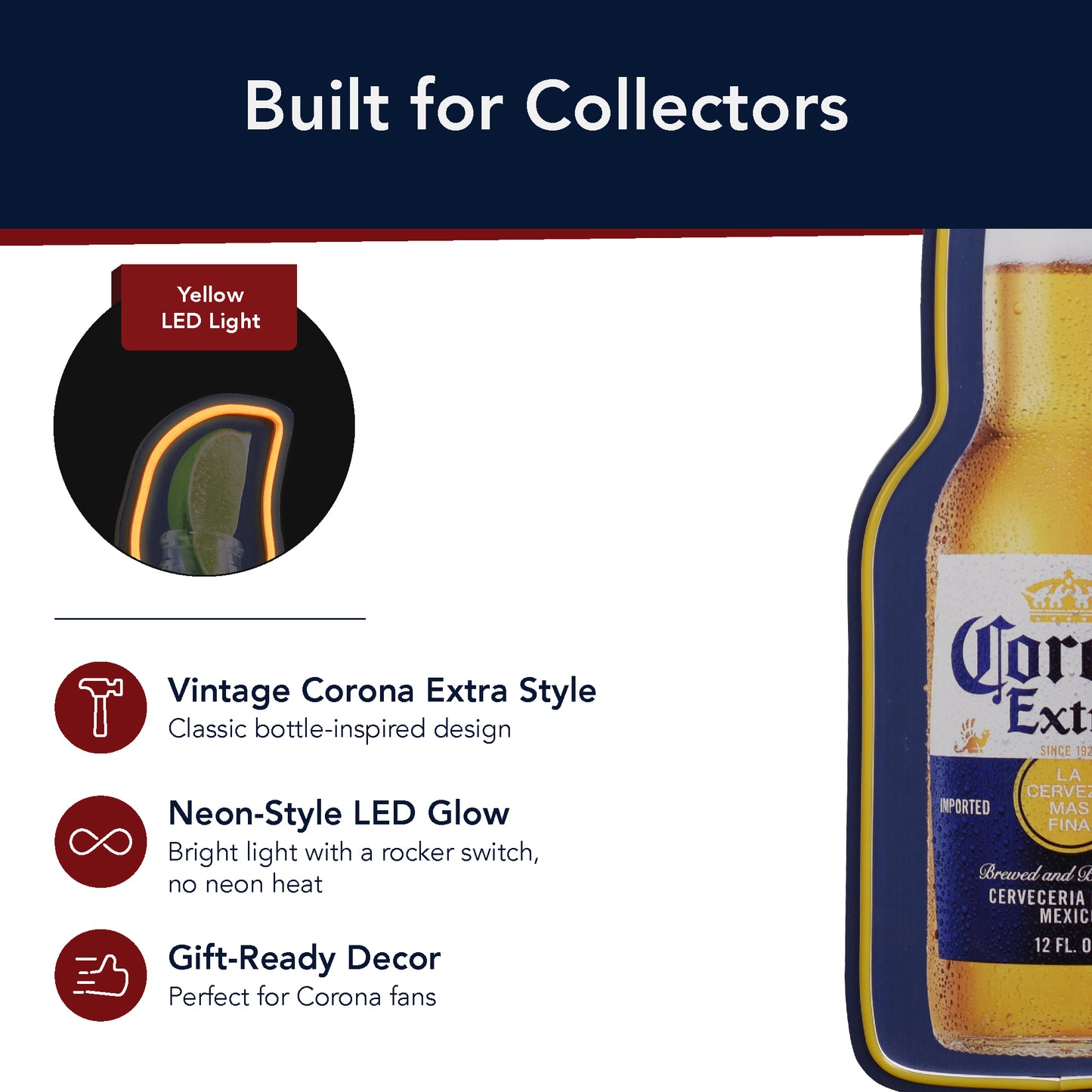 Corona Extra Bottle LED Beer Sign for Bar & Man Cave