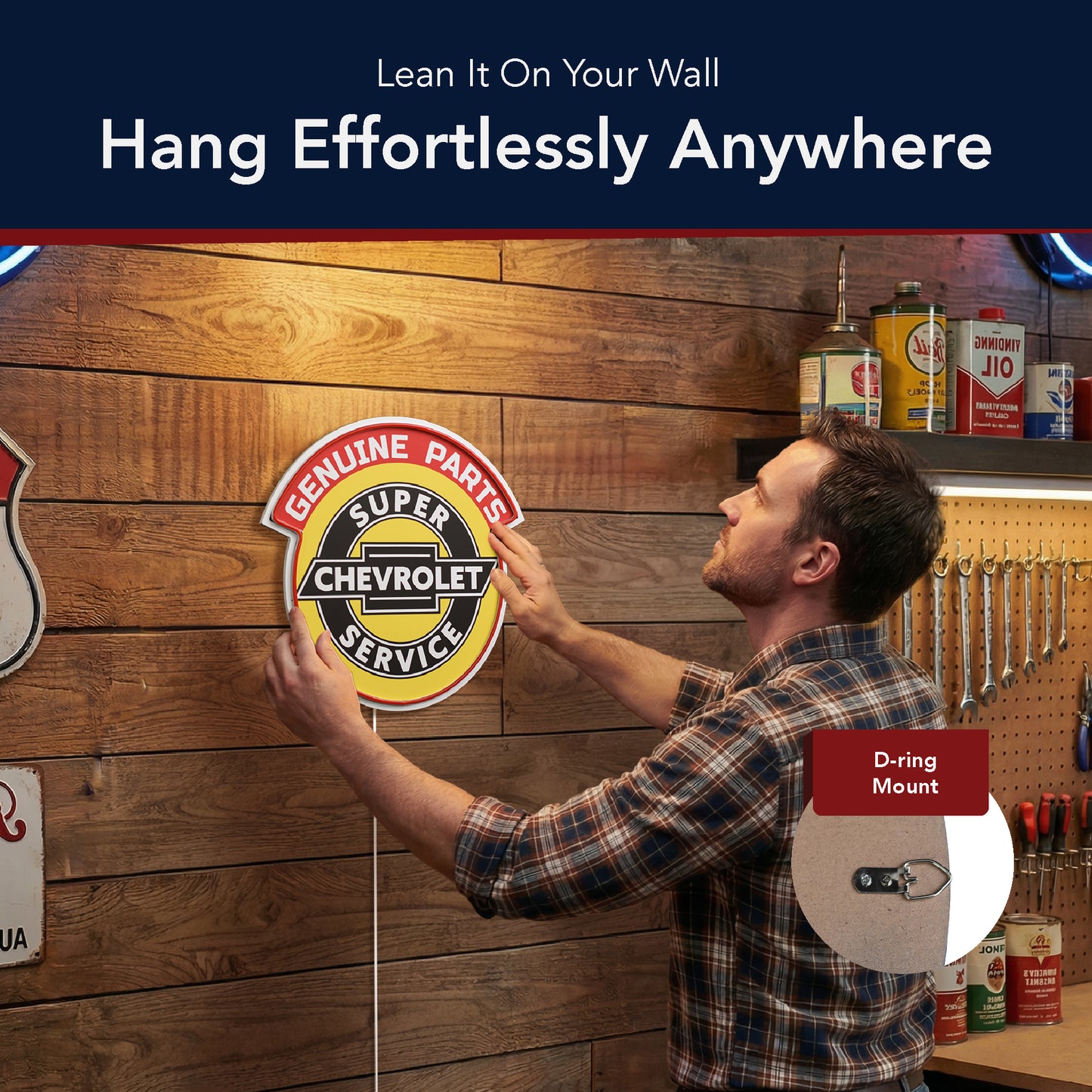 Chevrolet Super Service LED Sign for Garage Wall Decor